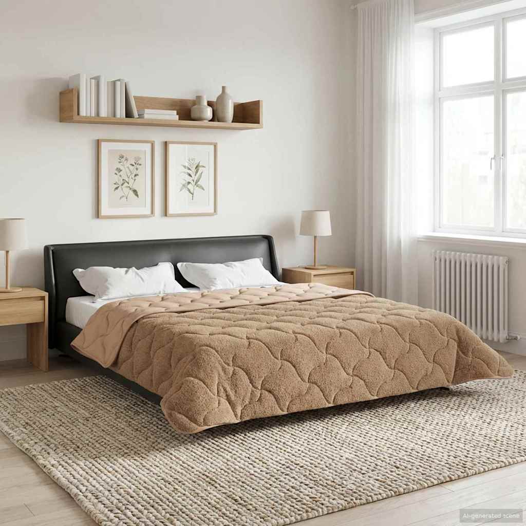 Zomer Dekbed Taupe 200 x 200 cm Microfiber en Teddy fleece image 4