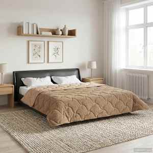 Letní přikrývka Taupe 200 x 200 cm Mikrovlákno a teddy fleece - obrázek 4