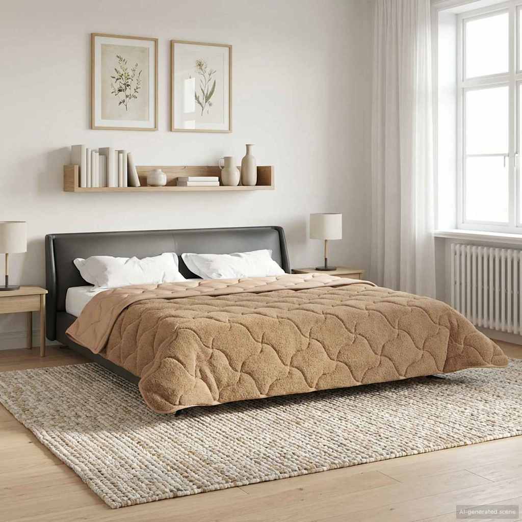 Zomer Dekbed Taupe 200 x 240 cm Microfiber en Teddy fleece image 1