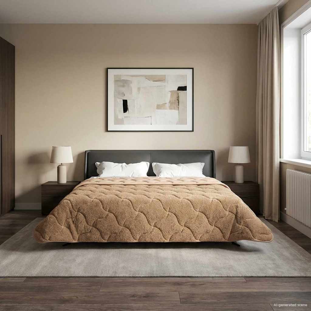 Zomer Dekbed Taupe 200 x 240 cm Microfiber en Teddy fleece image 4