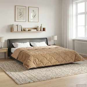 Letní přikrývka Taupe 200 x 240 cm Mikrovlákno a teddy fleece - obrázek 1
