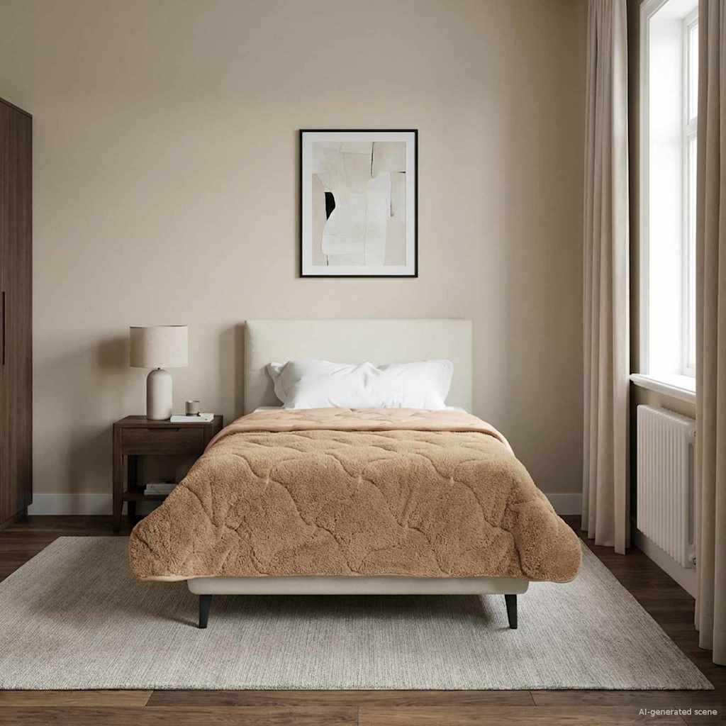 vidaXL Sommerdecke Taupe 135 x 220 cm Mikrofaser und Teddy-Fleece