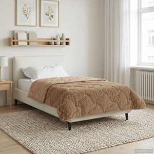 Letní přikrývka Taupe 135 x 220 cm Mikrovlákno a teddy fleece - obrázek 4