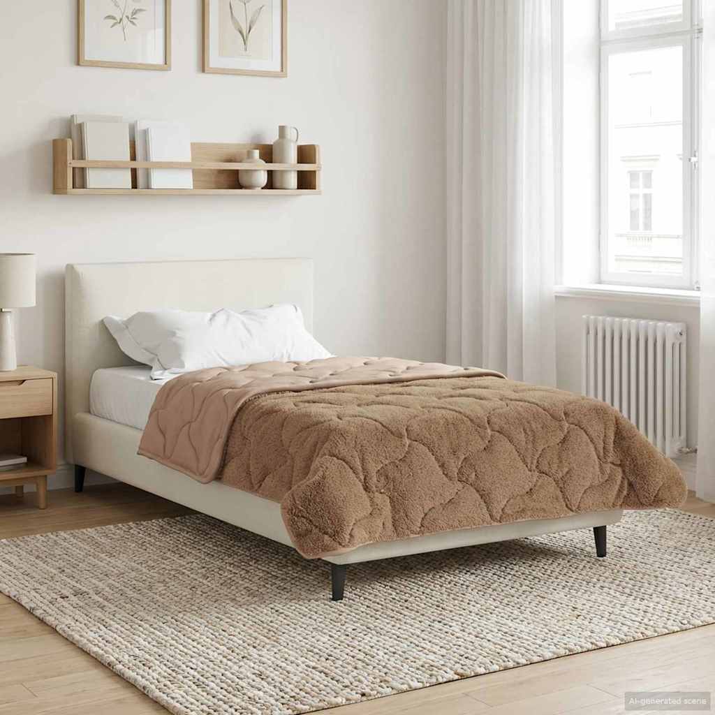 Zomer Dekbed Taupe 140 x 220 cm Microfiber en Teddy fleece image 4