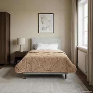 Letní přikrývka Taupe 155 x 220 cm Mikrovlákno a teddy fleece - obrázek 1