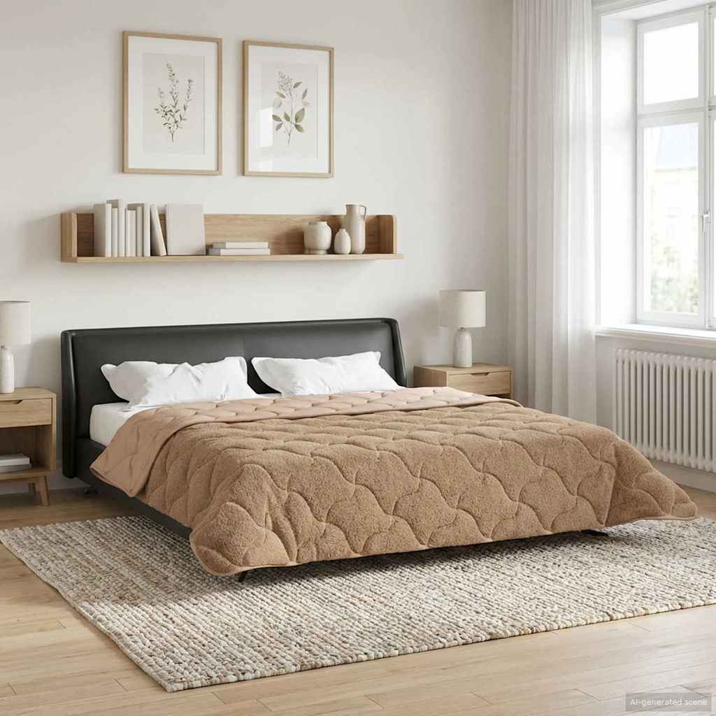 Zomer Dekbed Taupe 200 x 220 cm Microfiber en Teddy fleece image 4