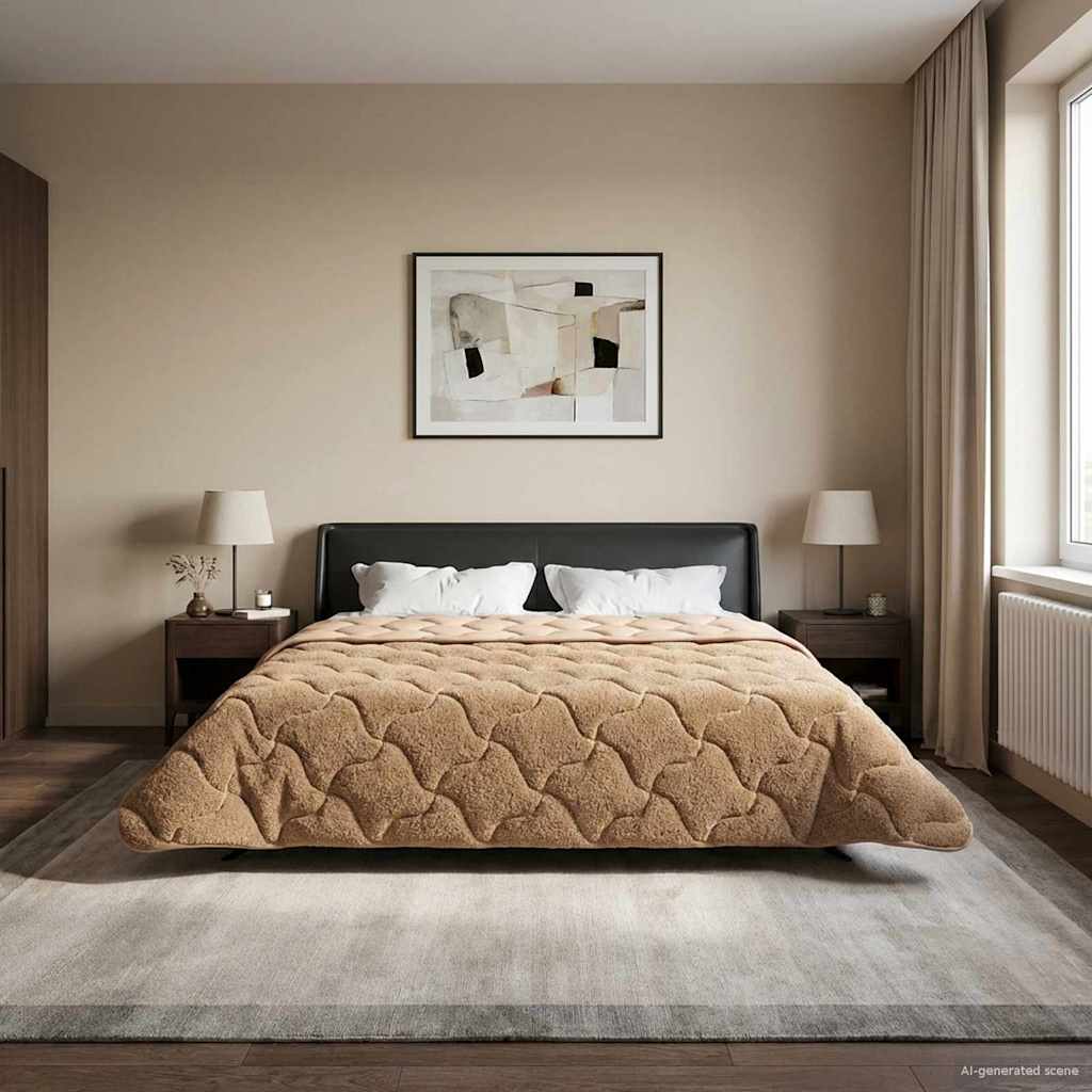 Zomer Dekbed Taupe 200 x 220 cm Microfiber en Teddy fleece image 1