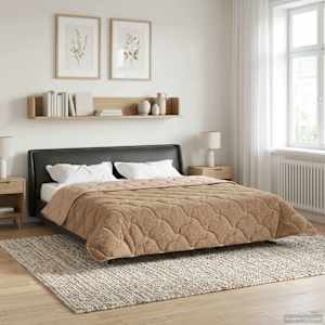Letní přikrývka Taupe 200 x 220 cm Mikrovlákno a teddy fleece - obrázek 4
