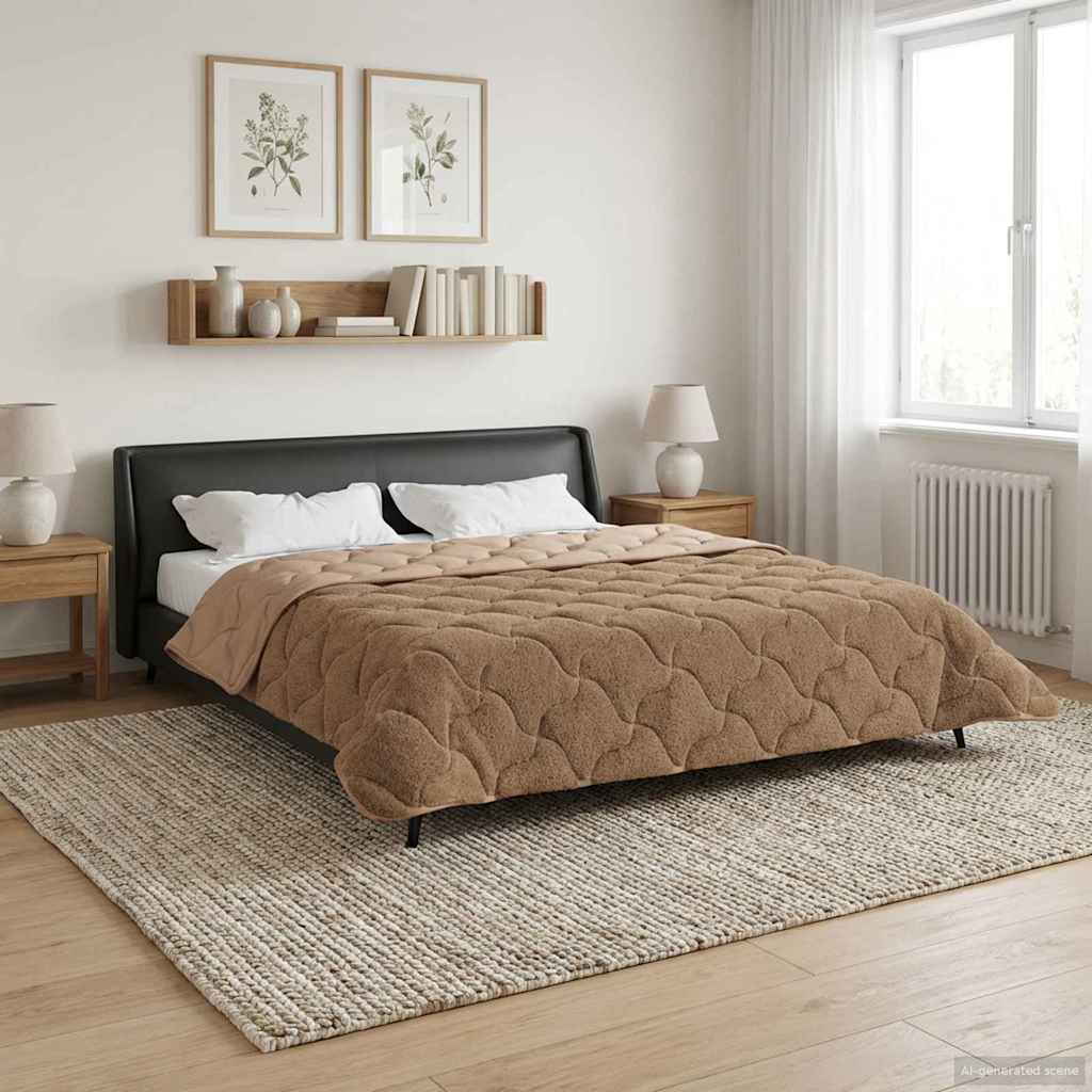 Zomer Dekbed Taupe 220 x 240 cm Microfiber en Teddy fleece image 4