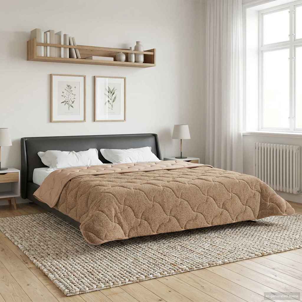 Zomer Dekbed Taupe 220 x 260 cm Microfiber en Teddy fleece image 4