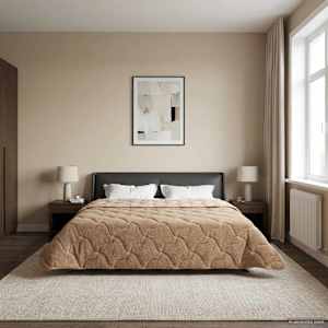 Letní přikrývka Taupe 220 x 260 cm Mikrovlákno a teddy fleece - obrázek 1