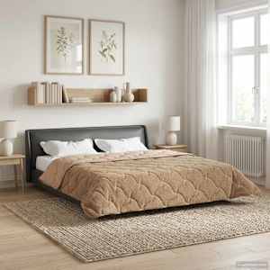 Letní přikrývka Taupe 240 x 260 cm Mikrovlákno a teddy fleece - obrázek 1