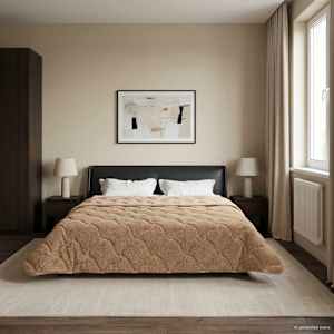 Letní přikrývka Taupe 240 x 260 cm Mikrovlákno a teddy fleece - obrázek 4