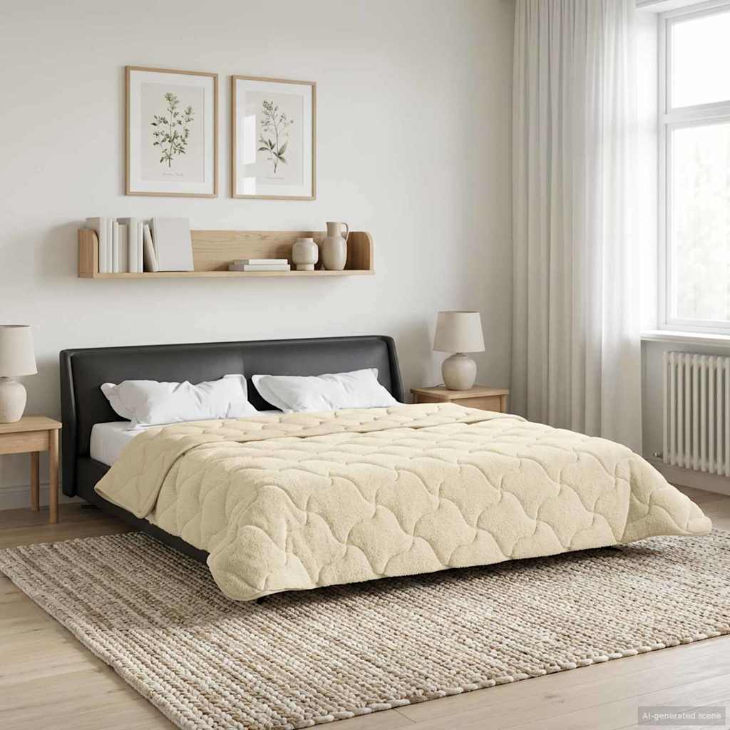 vidaXL Pilotă de vară Crem 200 x 200 cm Microfibră și fleece Teddy