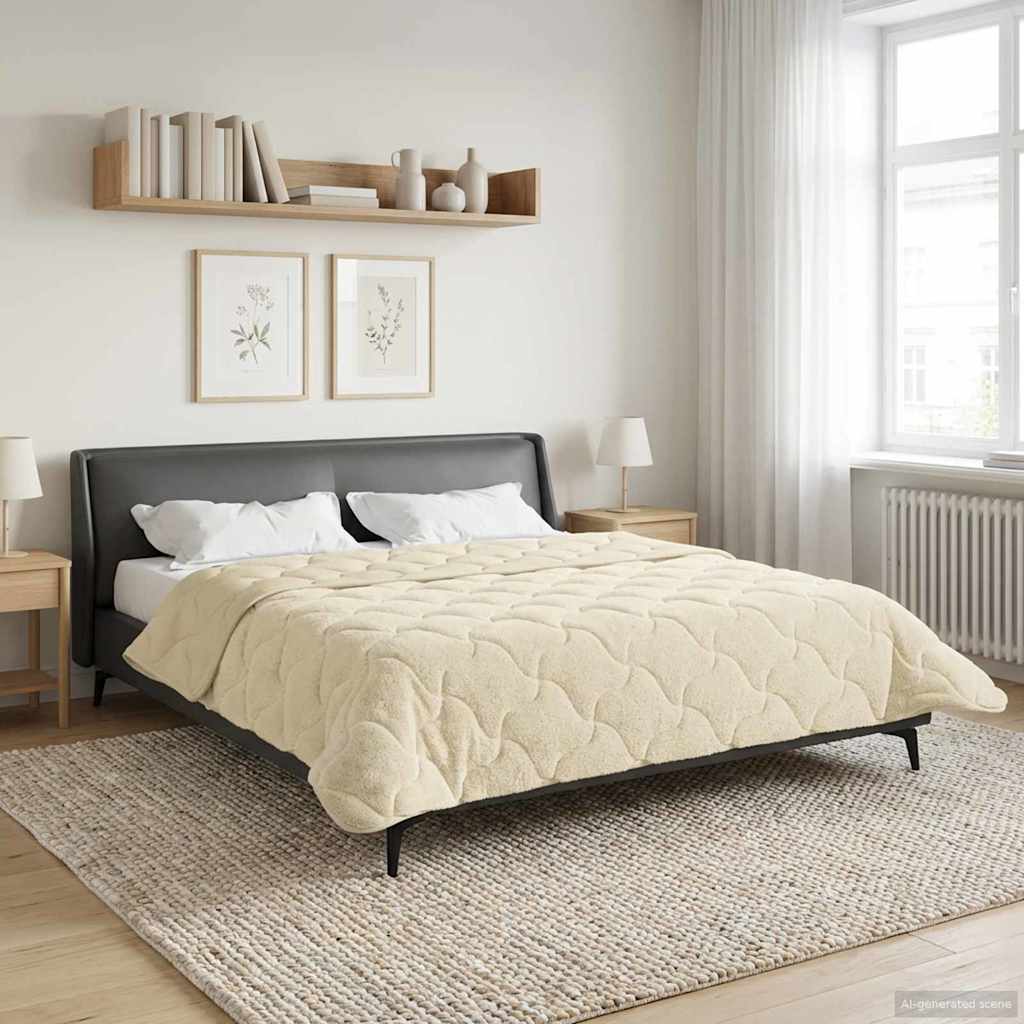 vidaXL Pilotă de vară Crem 220 x 260 cm Microfibră și fleece Teddy