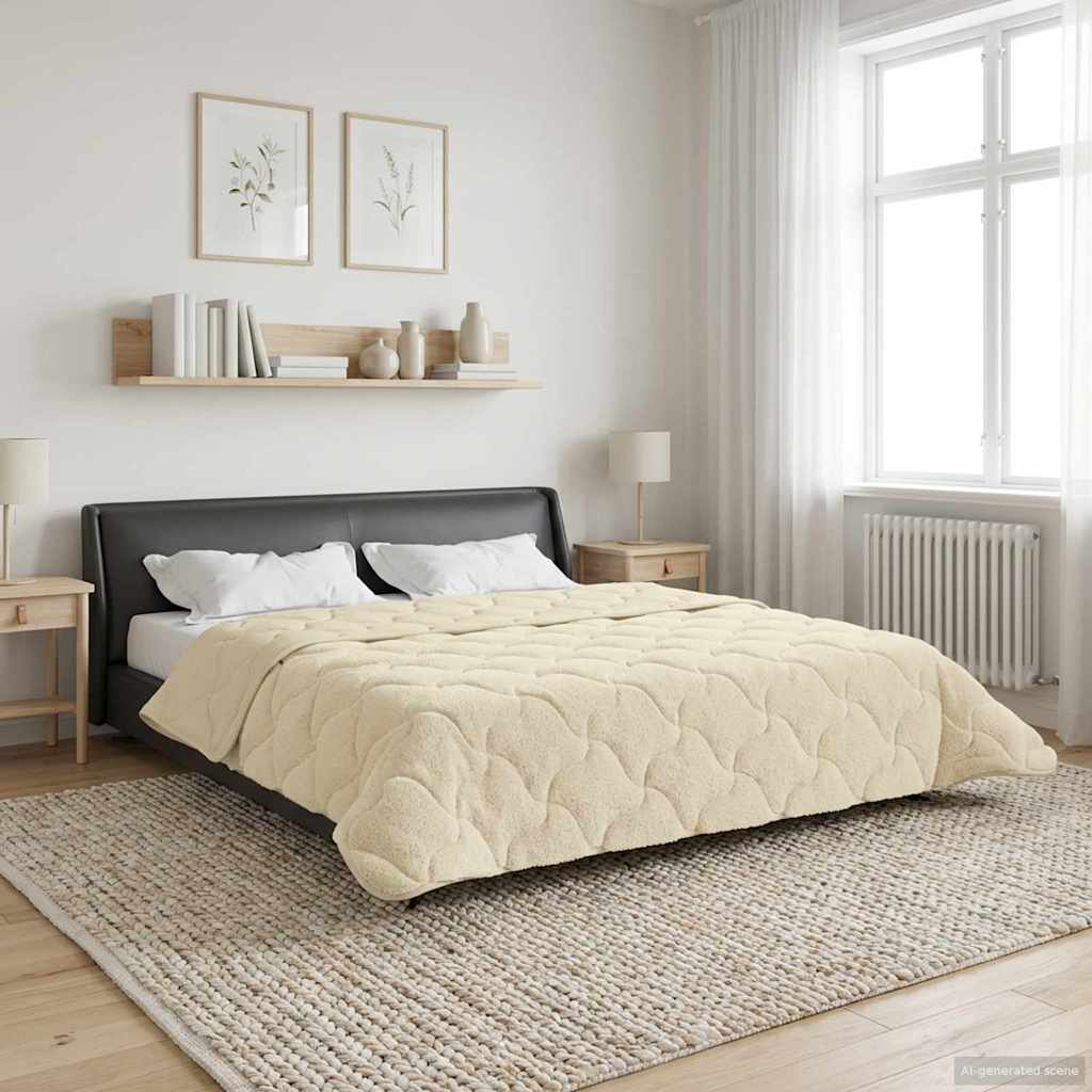 vidaXL Pilotă de vară Crem 240 x 260 cm Microfibră și fleece Teddy