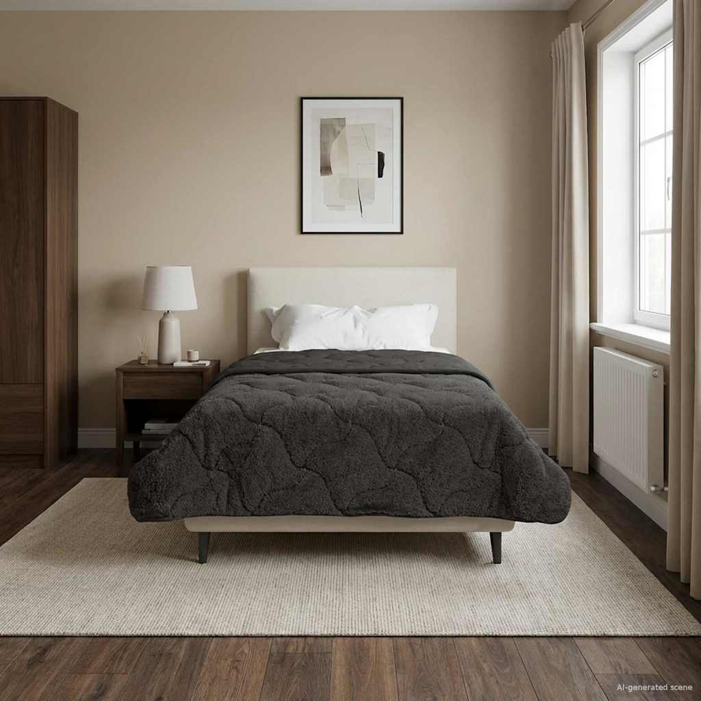 vidaXL Duvet complet pe tot parcursul anului Antracit 135 x 200 cm