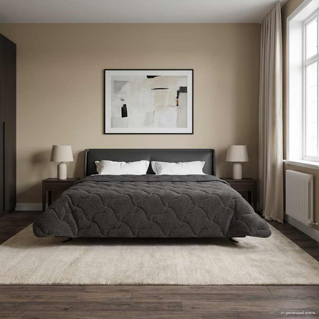 Vol jaar dekbed Gekwilt Antraciet 200 x 240 cm image 1