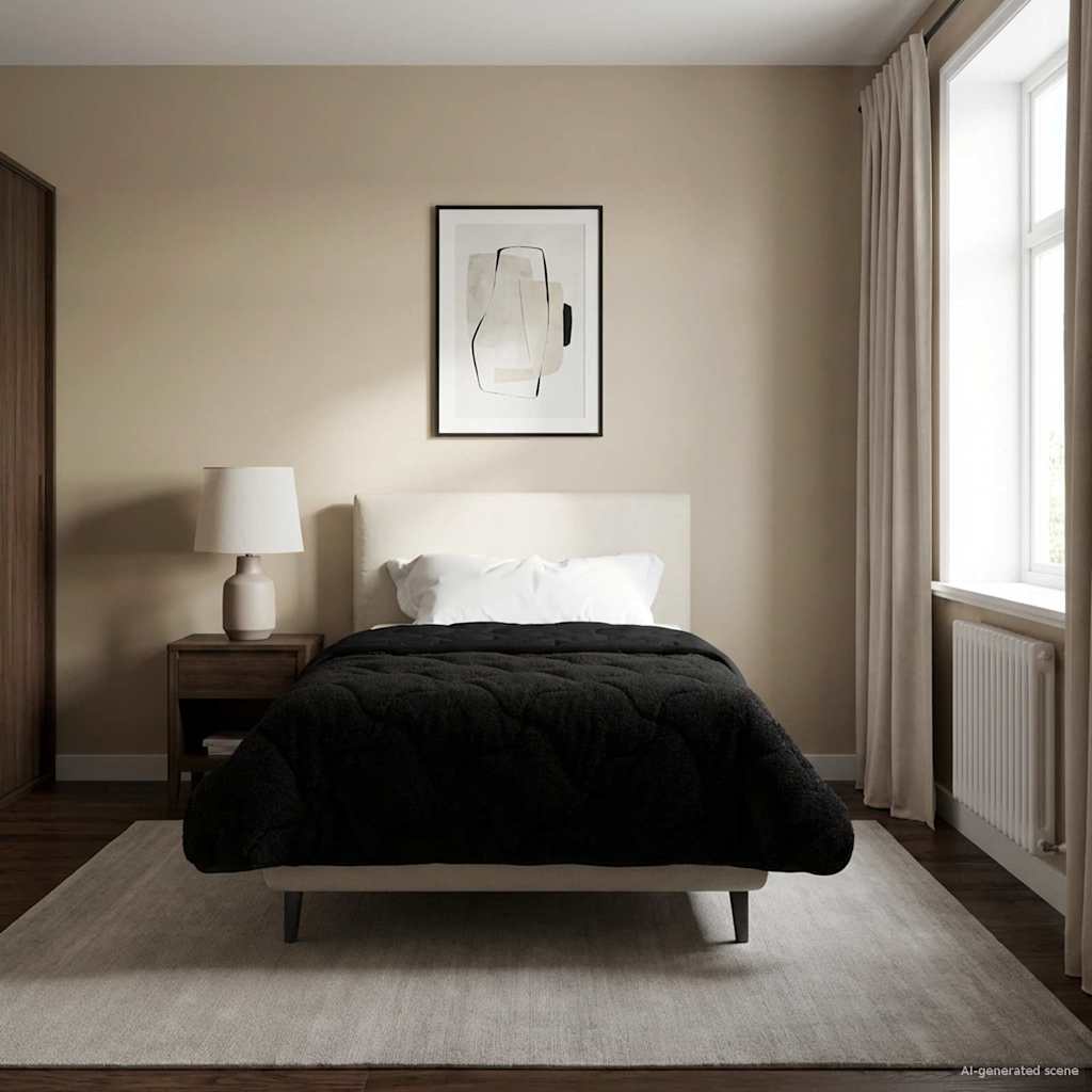 Vol jaar dekbed Zwart 135 x 220 cm Microfiber en Teddy fleece image 1