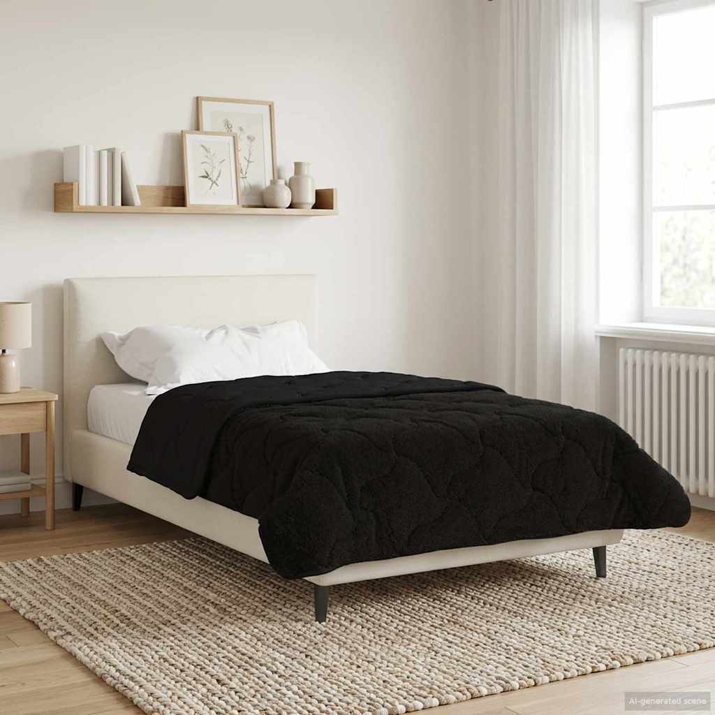 vidaXL Duvet complet pe tot parcursul anului Patos Negru 155 x 220 cm
