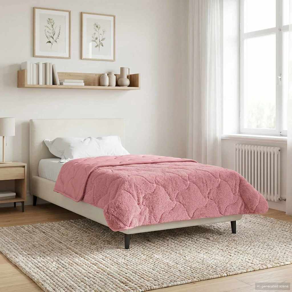 Vol jaar dekbed Roze 155 x 200 cm Microfiber en Teddy fleece image 1