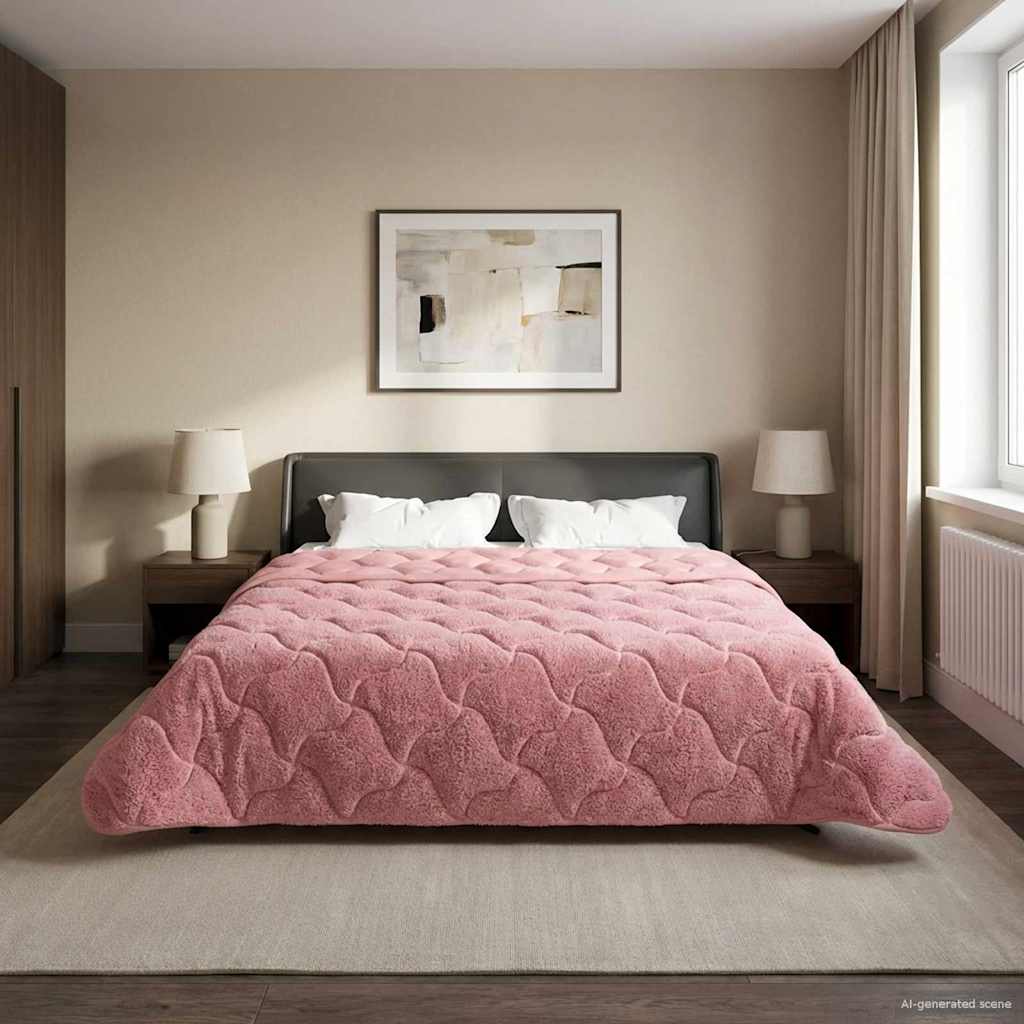 Vol jaar dekbed Roze 200 x 240 cm Microfiber en Teddy fleece image 1