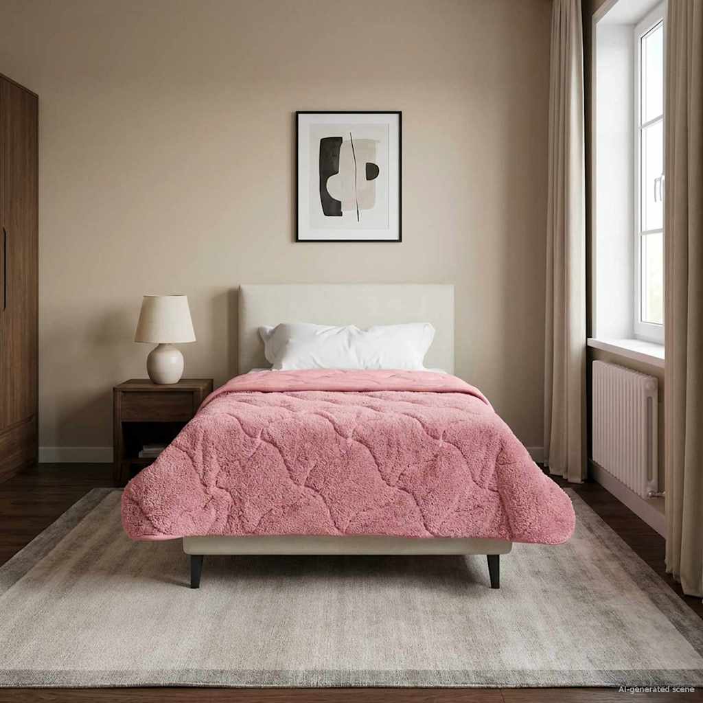 Vol jaar dekbed Roze 155 x 220 cm Microfiber en Teddy fleece image 1