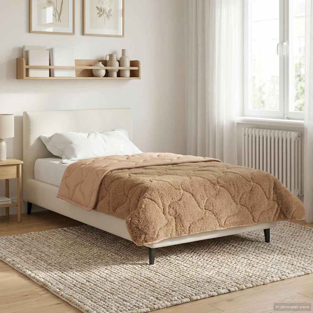 Vol jaar dekbed Taupe 135 x 200 cm Microfiber en Teddy fleece image 1
