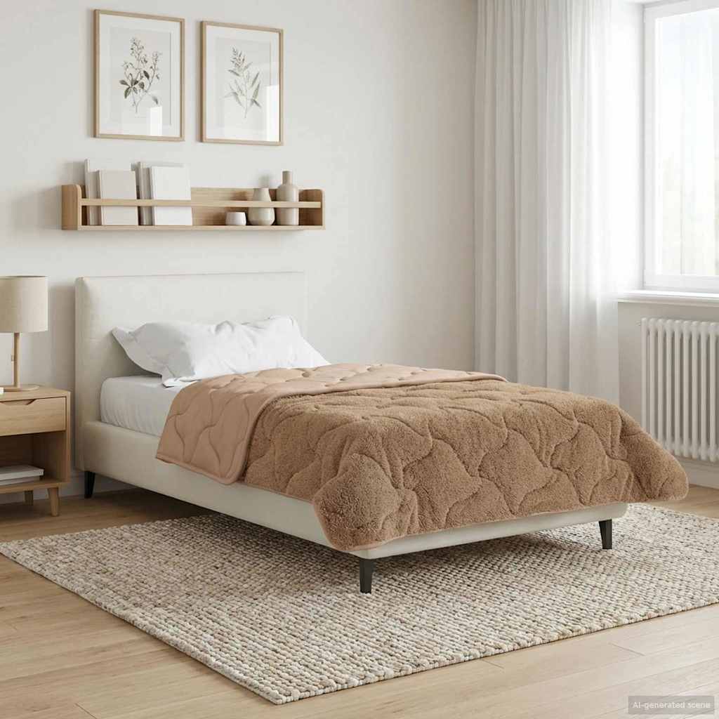 Vol jaar dekbed Taupe 140 x 220 cm Microfiber en Teddy fleece image 4