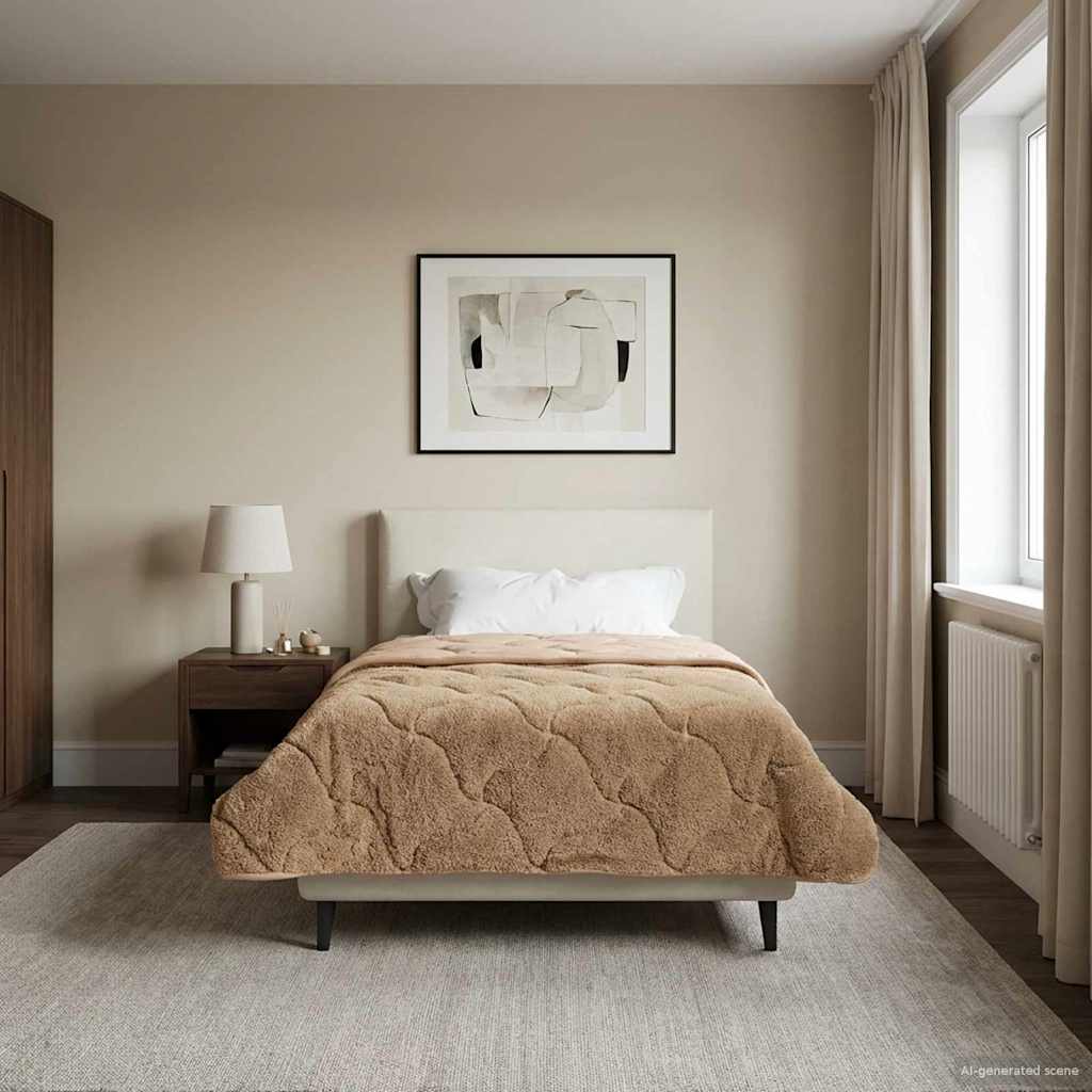 Vol jaar dekbed Taupe 155 x 200 cm Microfiber en Teddy fleece image 5