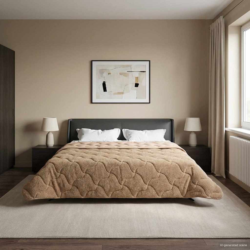 vidaXL Koko Vuoden Peitto Quiltottu Harmaanruskea 200 x 200 cm