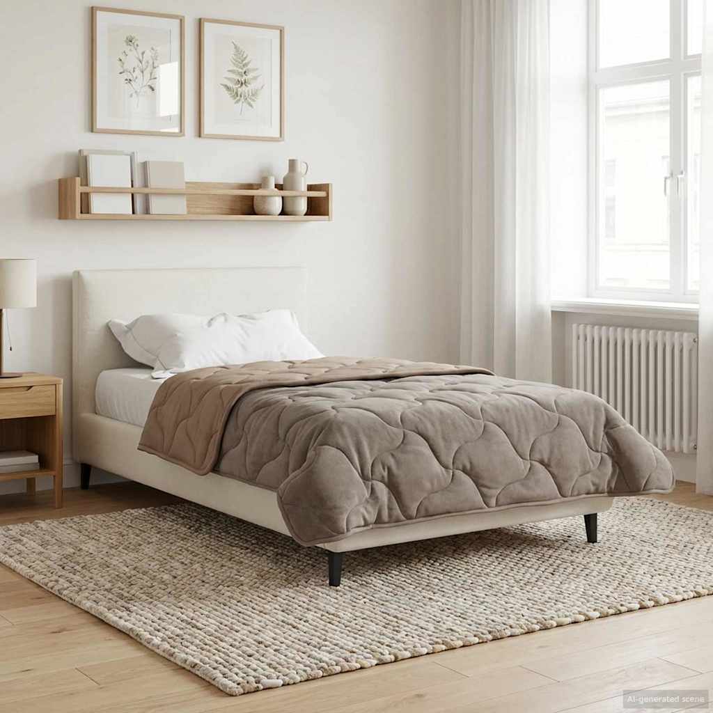 Vol jaar dekbed Taupe 135 x 220 cm Microfiber en Teddy fleece image 1
