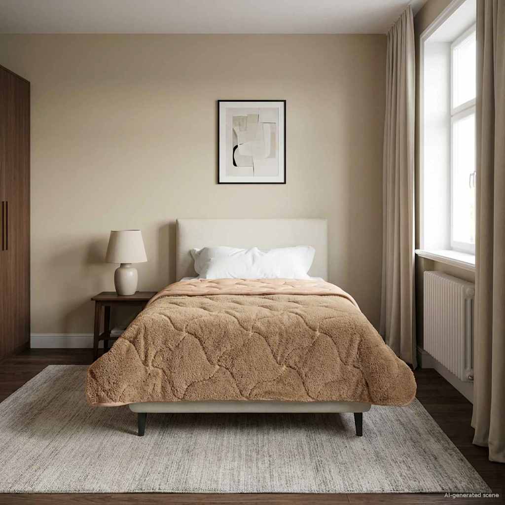 Vol jaar dekbed Taupe 135 x 220 cm Microfiber en Teddy fleece image 4
