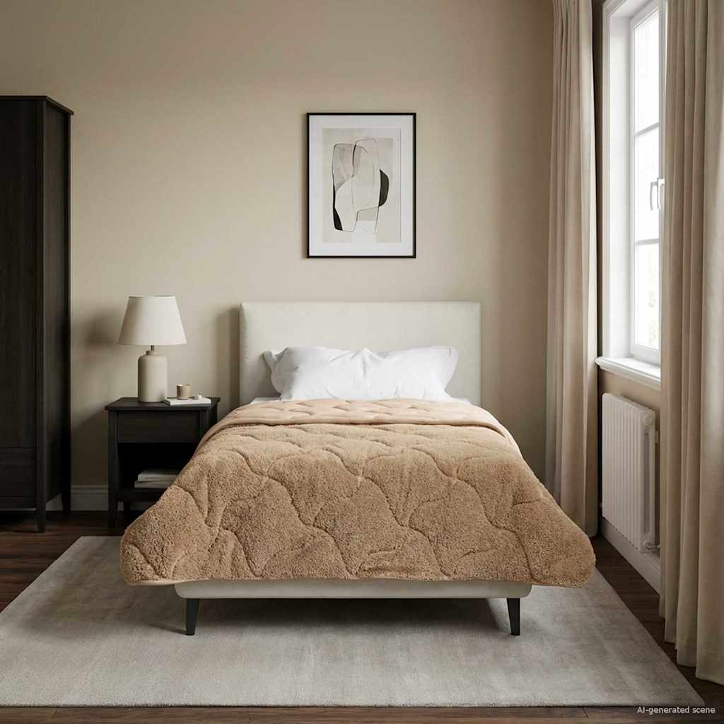 Vol jaar dekbed Taupe 155 x 220 cm Microfiber en Teddy fleece image 4