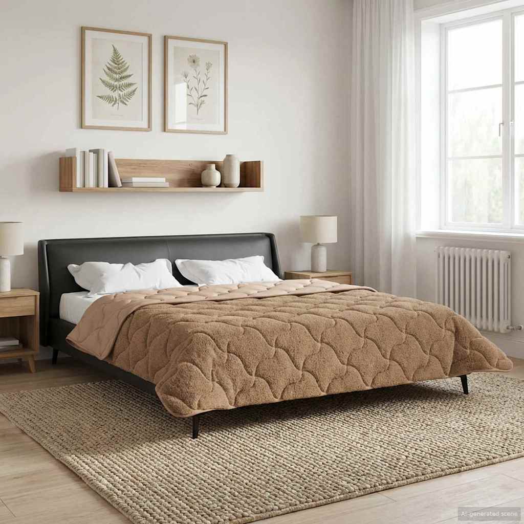 Vol jaar dekbed Taupe 200 x 220 cm Microfiber en Teddy fleece image 4