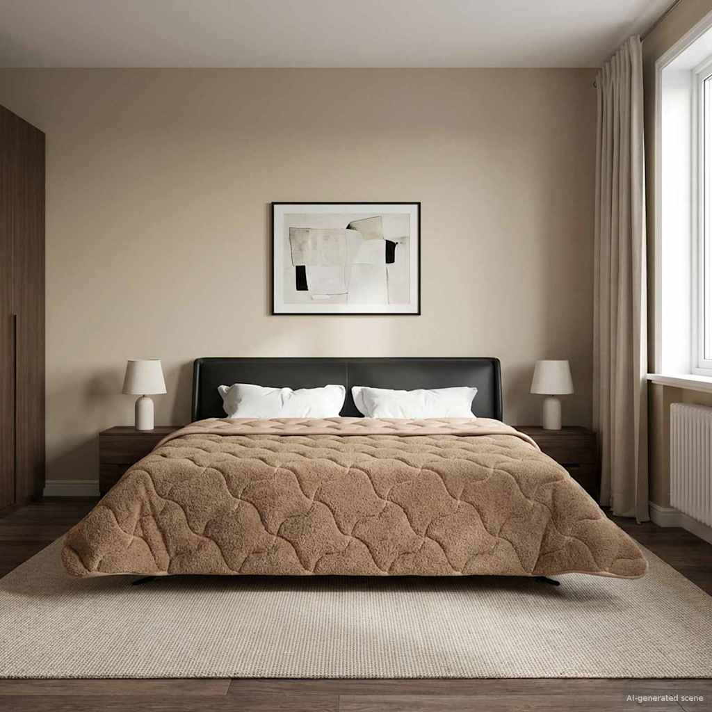Vol jaar dekbed Taupe 200 x 220 cm Microfiber en Teddy fleece image 1