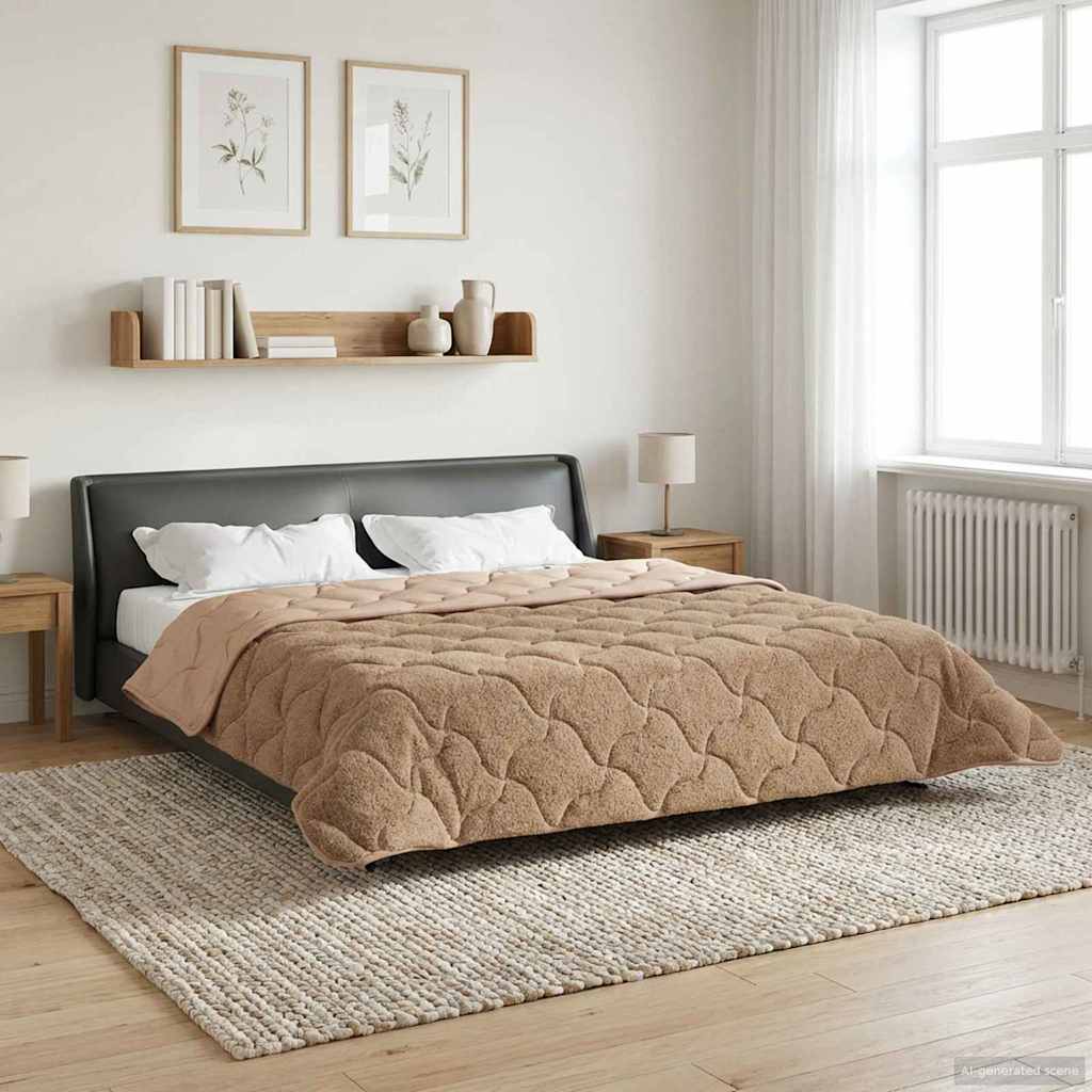 Vol jaar dekbed Taupe 220 x 240 cm Microfiber en Teddy fleece image 1