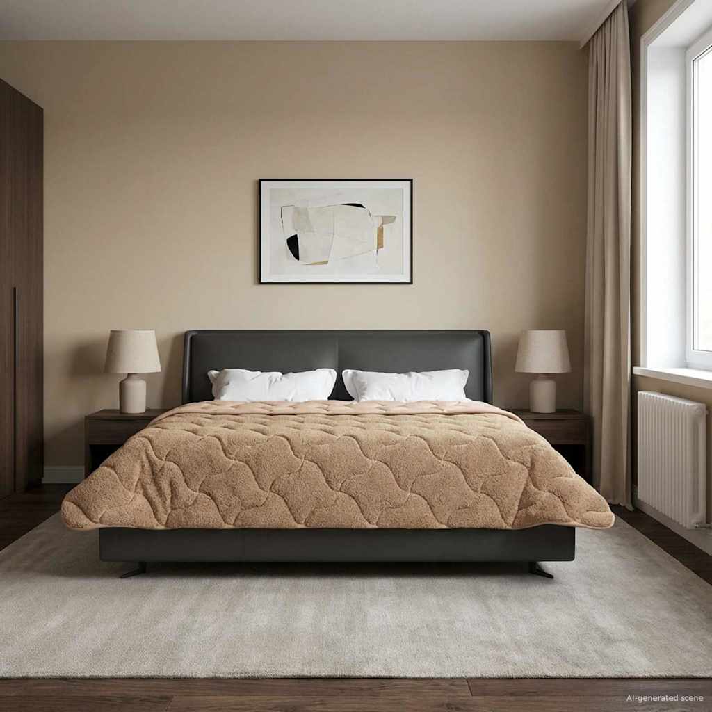 Vol jaar dekbed Taupe 220 x 240 cm Microfiber en Teddy fleece image 4