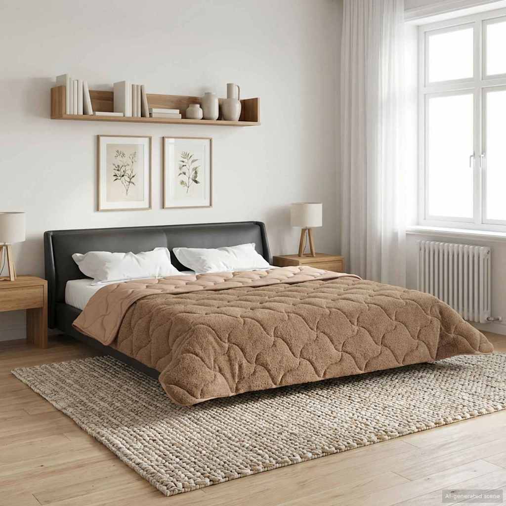 Vol jaar dekbed Taupe 220 x 260 cm Microfiber en Teddy fleece image 4