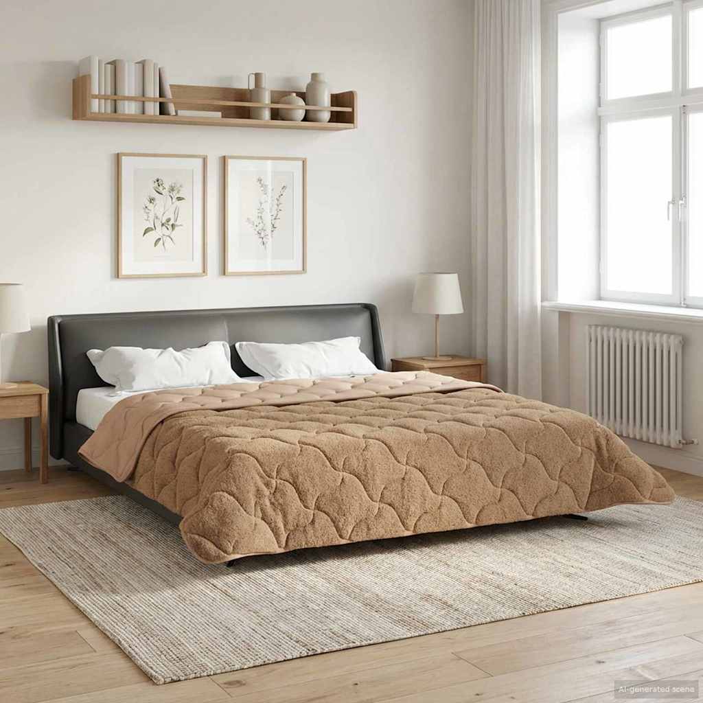 Vol jaar dekbed Taupe 240 x 260 cm Microfiber en Teddy fleece image 4