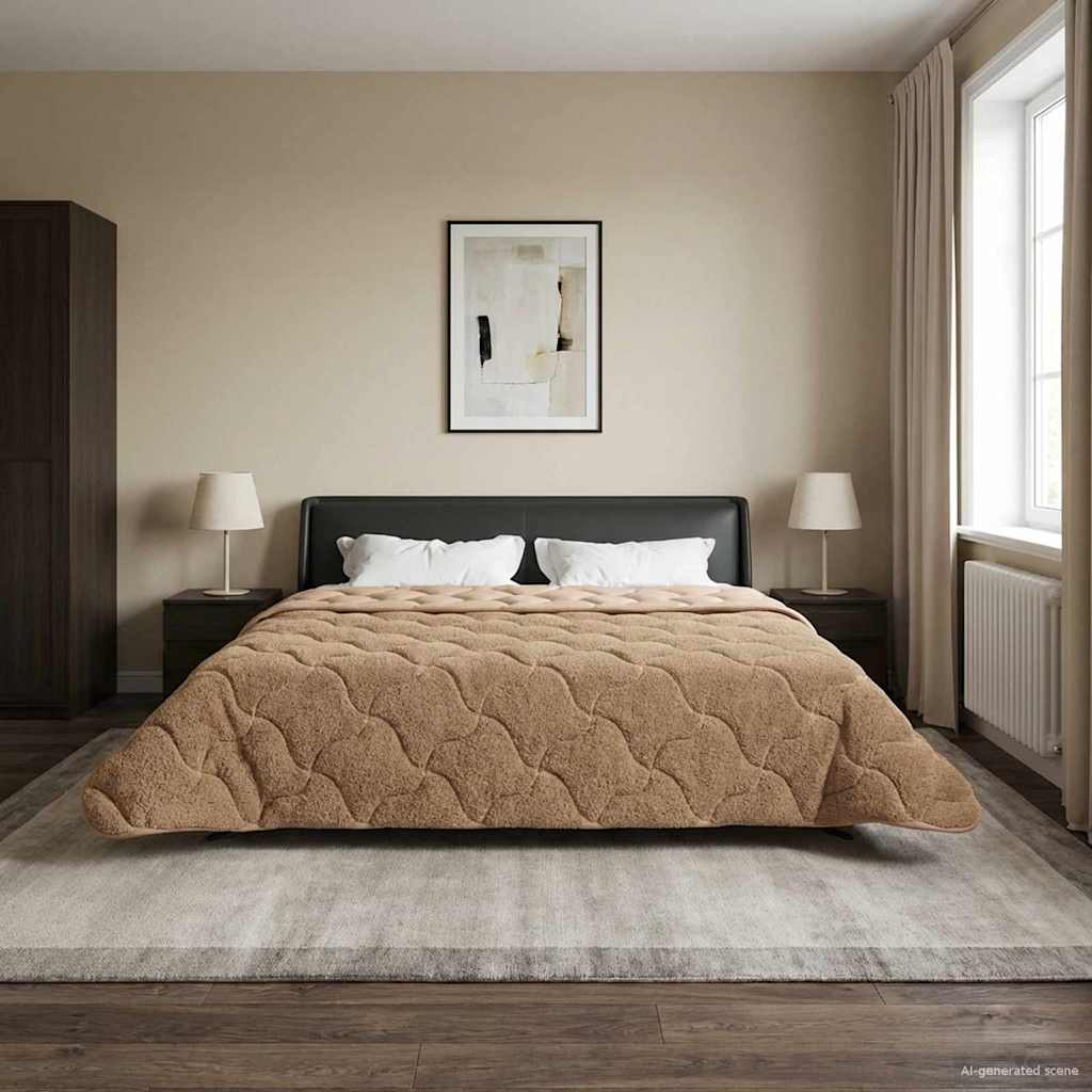 vidaXL Ganzjahresbettdecke Gepolstert Taupe 240 x 260 cm