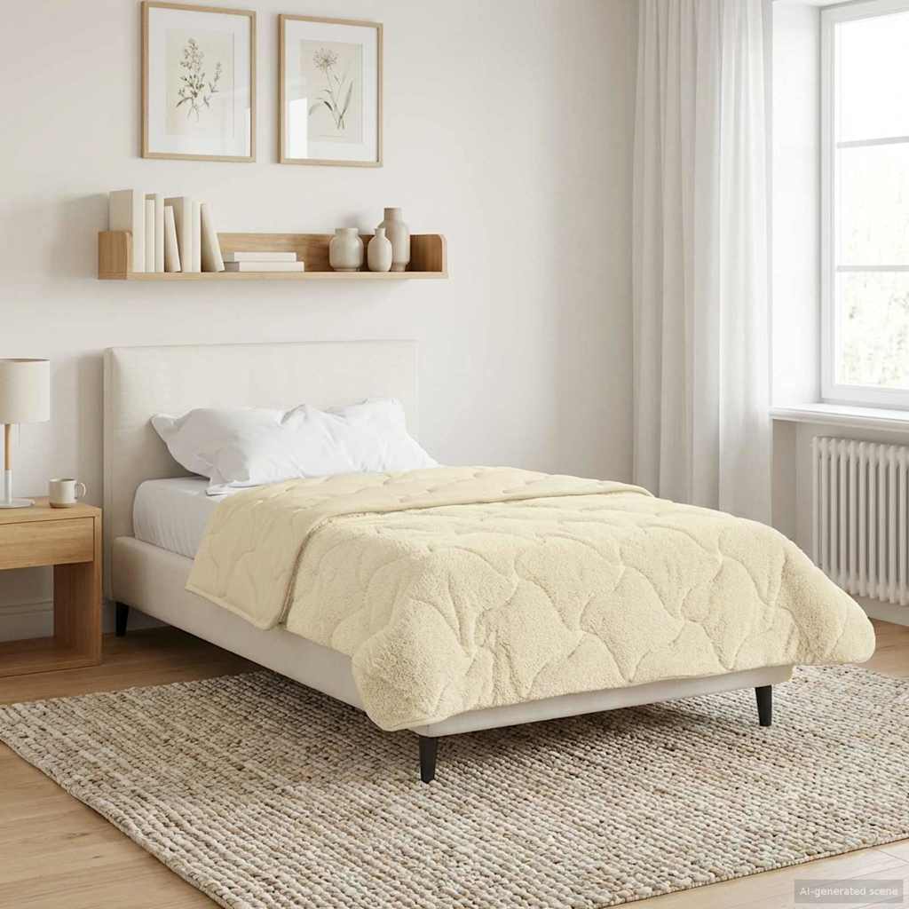 vidaXL Helårs dyne Creme 140 x 200 cm Mikrofiber og Teddy fleece
