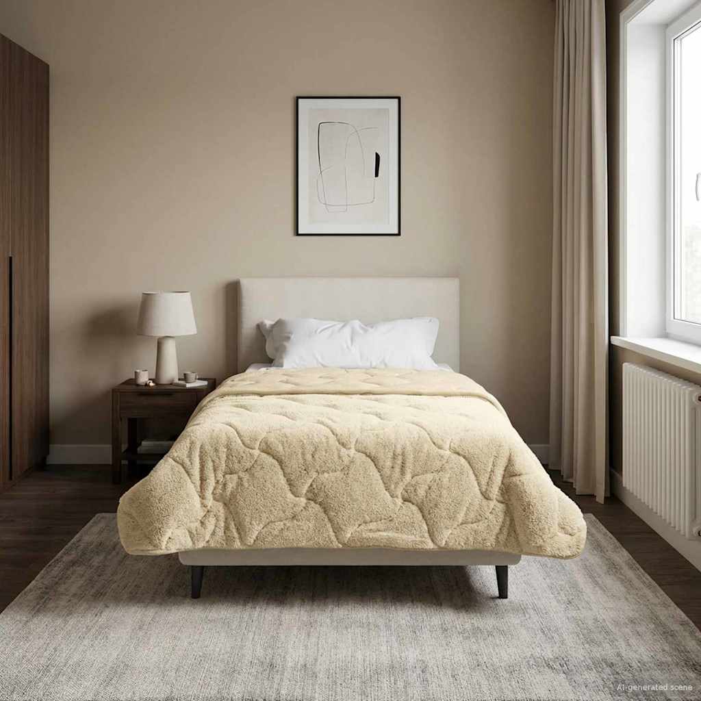 Vol jaar dekbed Crème 155 x 200 cm Microfiber en Teddy fleece image 1