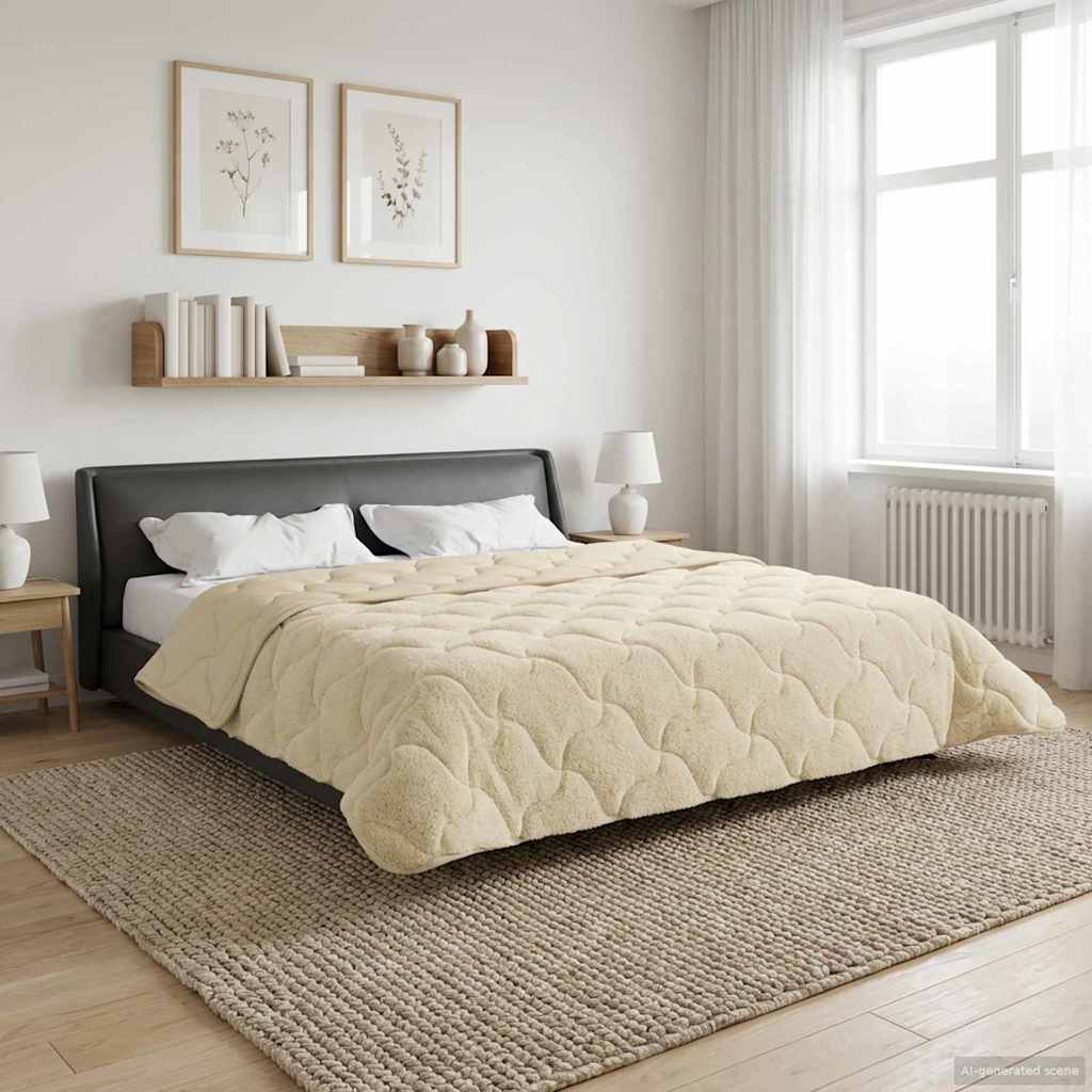 vidaXL Helårs dyne Creme 200 x 200 cm Mikrofiber og Teddy fleece