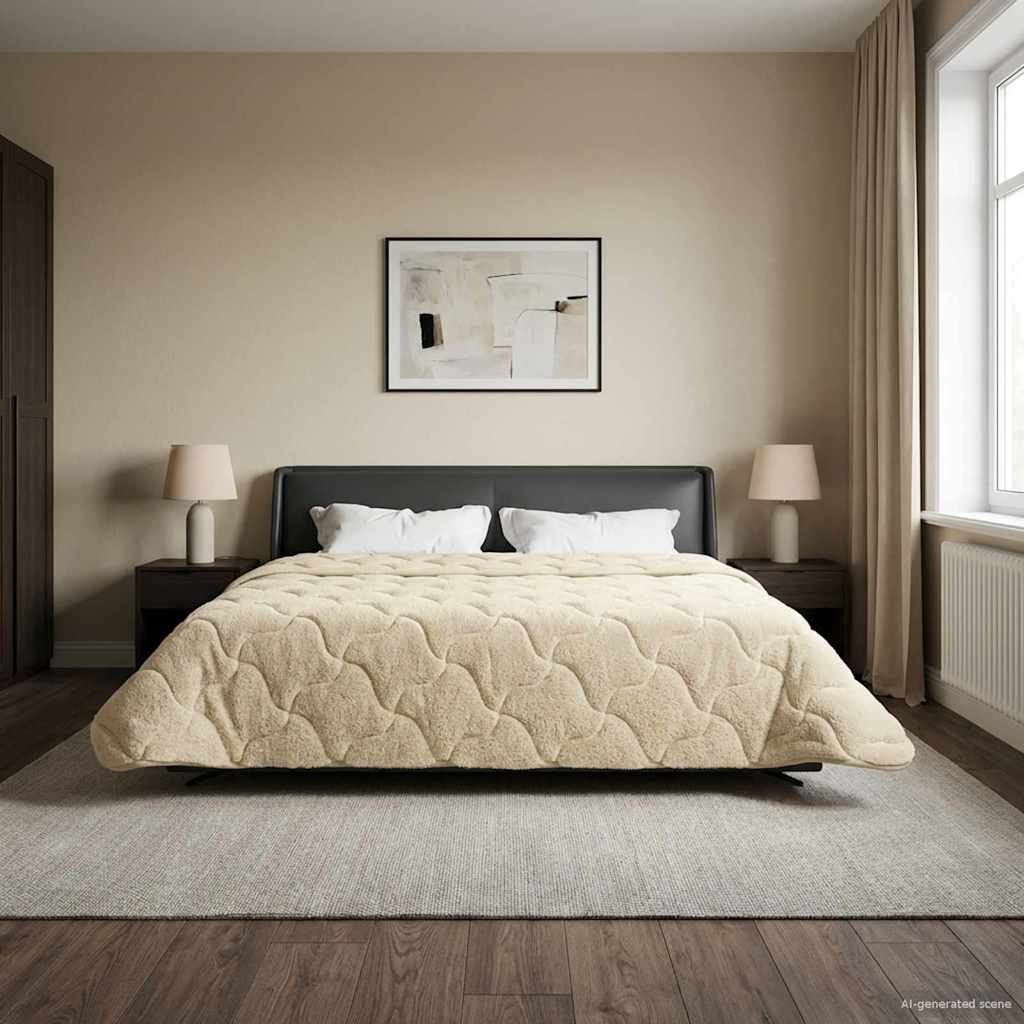 Vol jaar dekbed Crème 220 x 240 cm Microfiber en Teddy fleece image 4