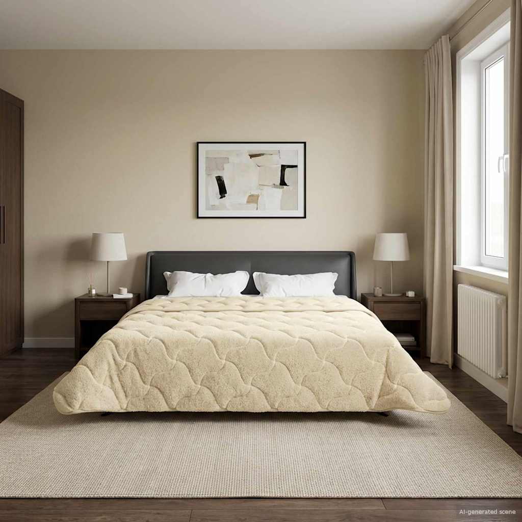 Vol jaar dekbed Crème 220 x 260 cm Microfiber en Teddy fleece image 1