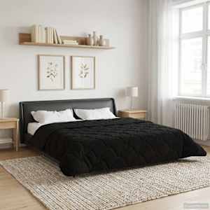 Zimní přikrývka Černá 200 x 200 cm Mikrovlákno a teddy fleece - obrázek 4