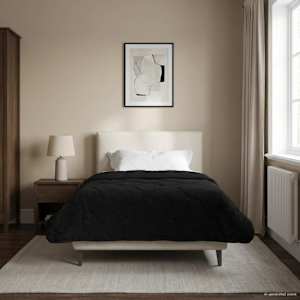 Zimska posteljnina Črna 155 x 220 cm Mikrofibra in Teddy flis