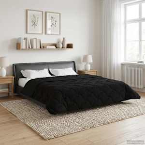 Zimska posteljnina Črna 200 x 220 cm Mikrofibra in Teddy flis