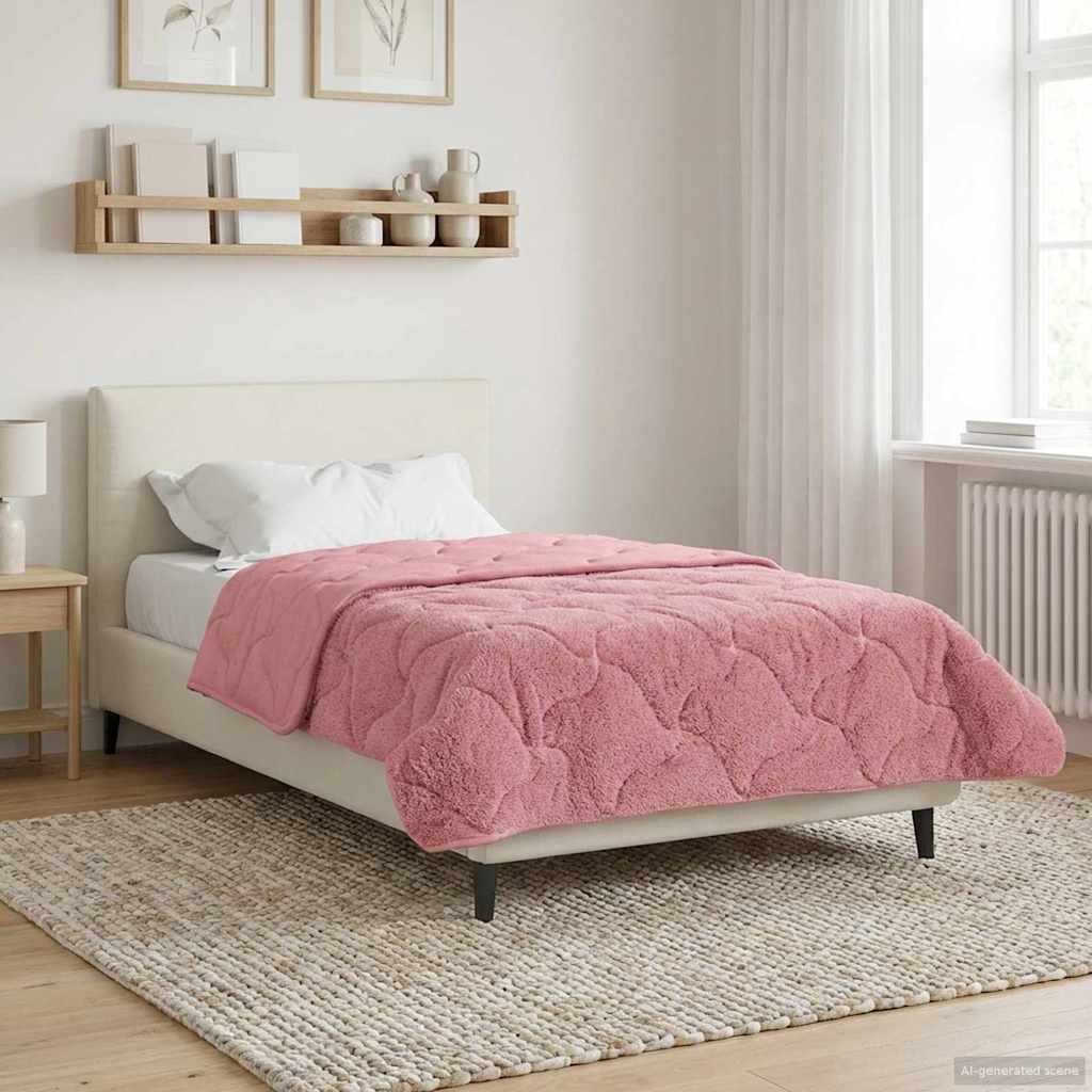 vidaXL Duvet de iarnă Roz 135 x 200 cm Microfibră și fleece Teddy